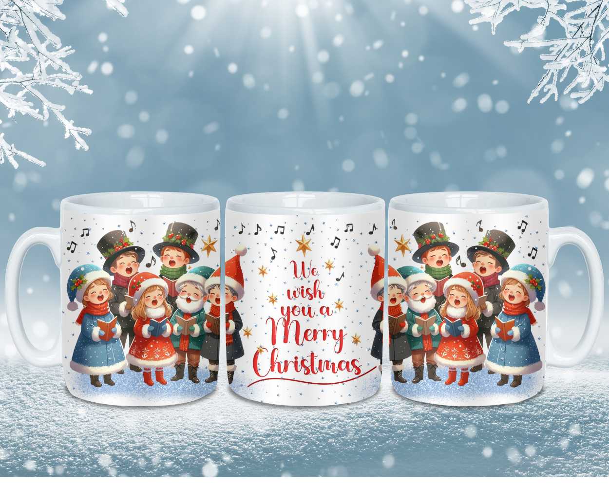 Christmas Mug - 15oz Ceramic Coffee Cup - "We wish you a Merry Christmas!