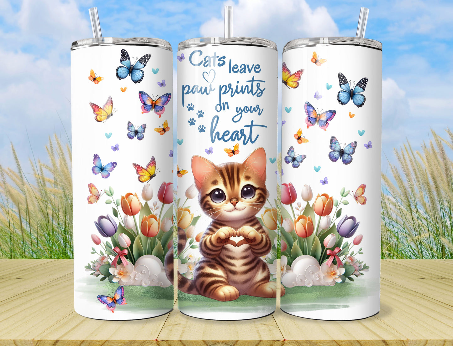Cat tumbler - Stainless Steel Vacuum Sealed Kitten Tumbler with Lid and Straw -9