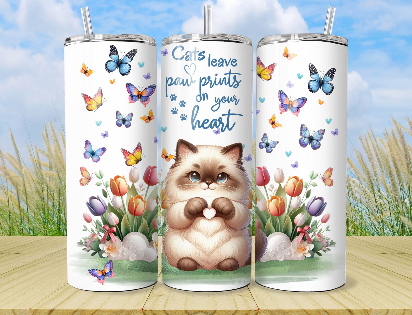 Cat tumbler - Stainless Steel Vacuum Sealed Fluffy kitten Tumbler with Lid and Straw -11