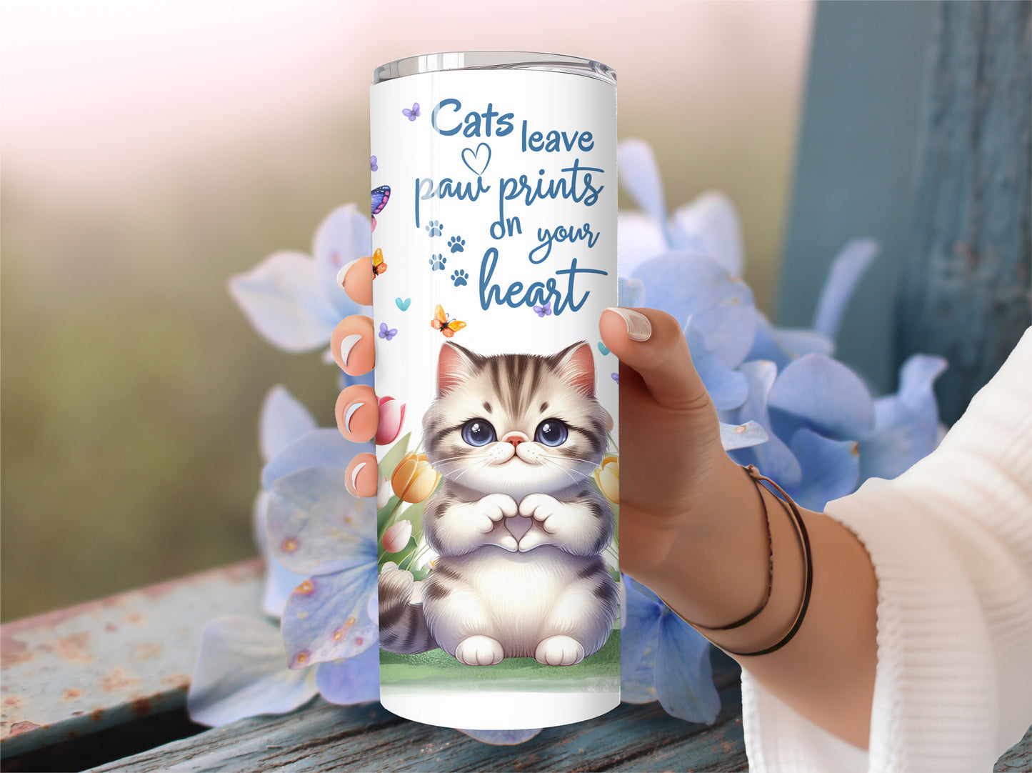 Kitty Cat tumbler - Stainless Steel Vacuum Sealed Fluffy Kitten Tumbler with Lid and Straw -7