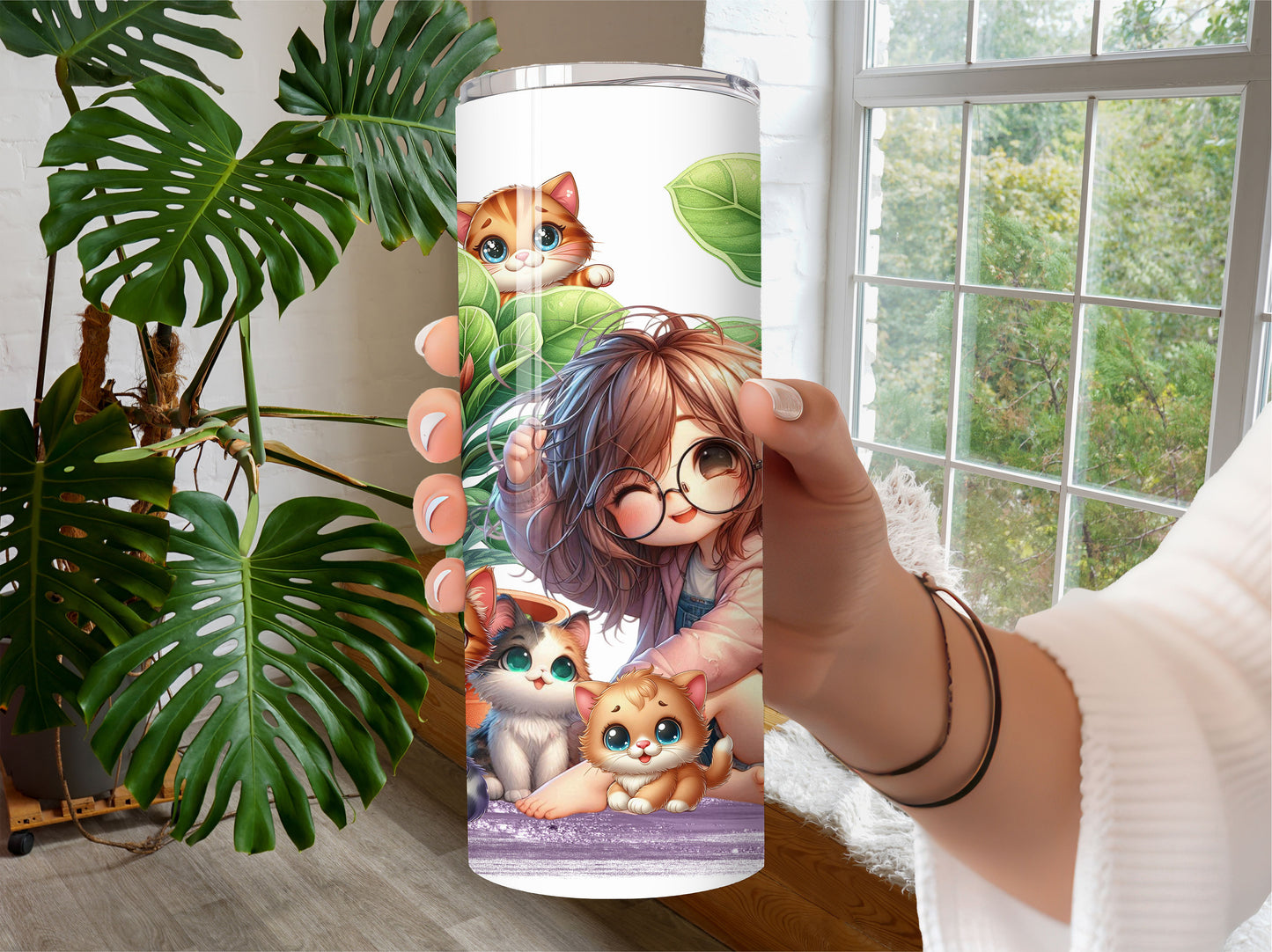Crazy Cat Lady Tumbler - Stainless Steel Vacuum Sealed Tumbler with Lid and Straw