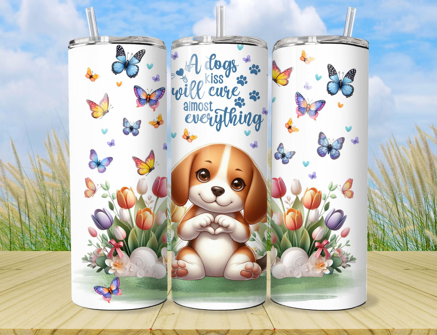 Tumbler Beagle Puppy Dog - Pet 20oz Stainless Steel Vacuum Sealed Tumbler with Lid and Straw