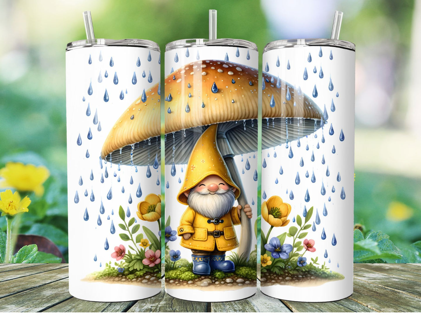 Spring Gnomes Tumbler Stainless Steel Hot/Cold Tumbler with Lid and Straw