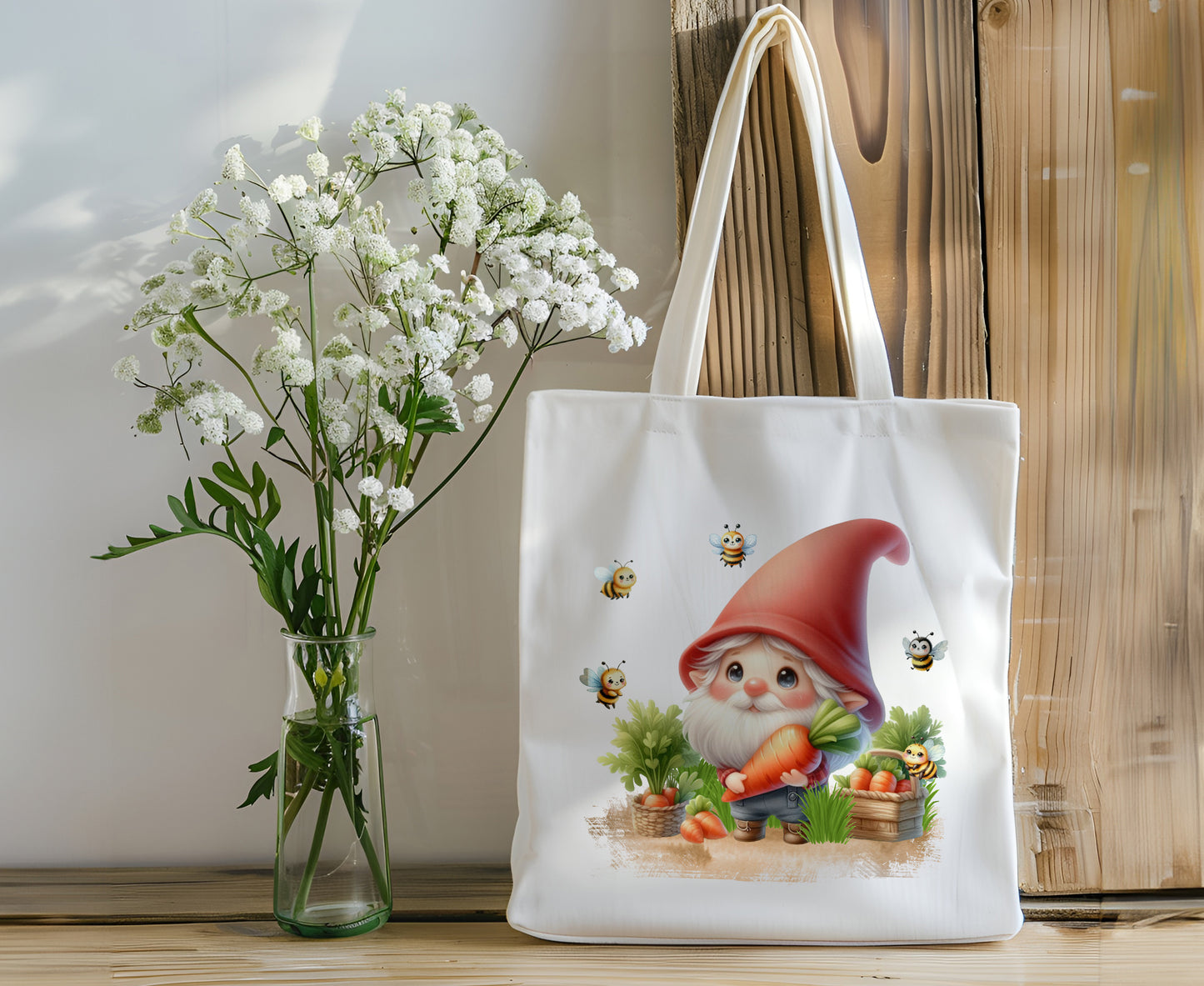🌱 Vegetable Garden Gnome Tote - Whimsical & Handy