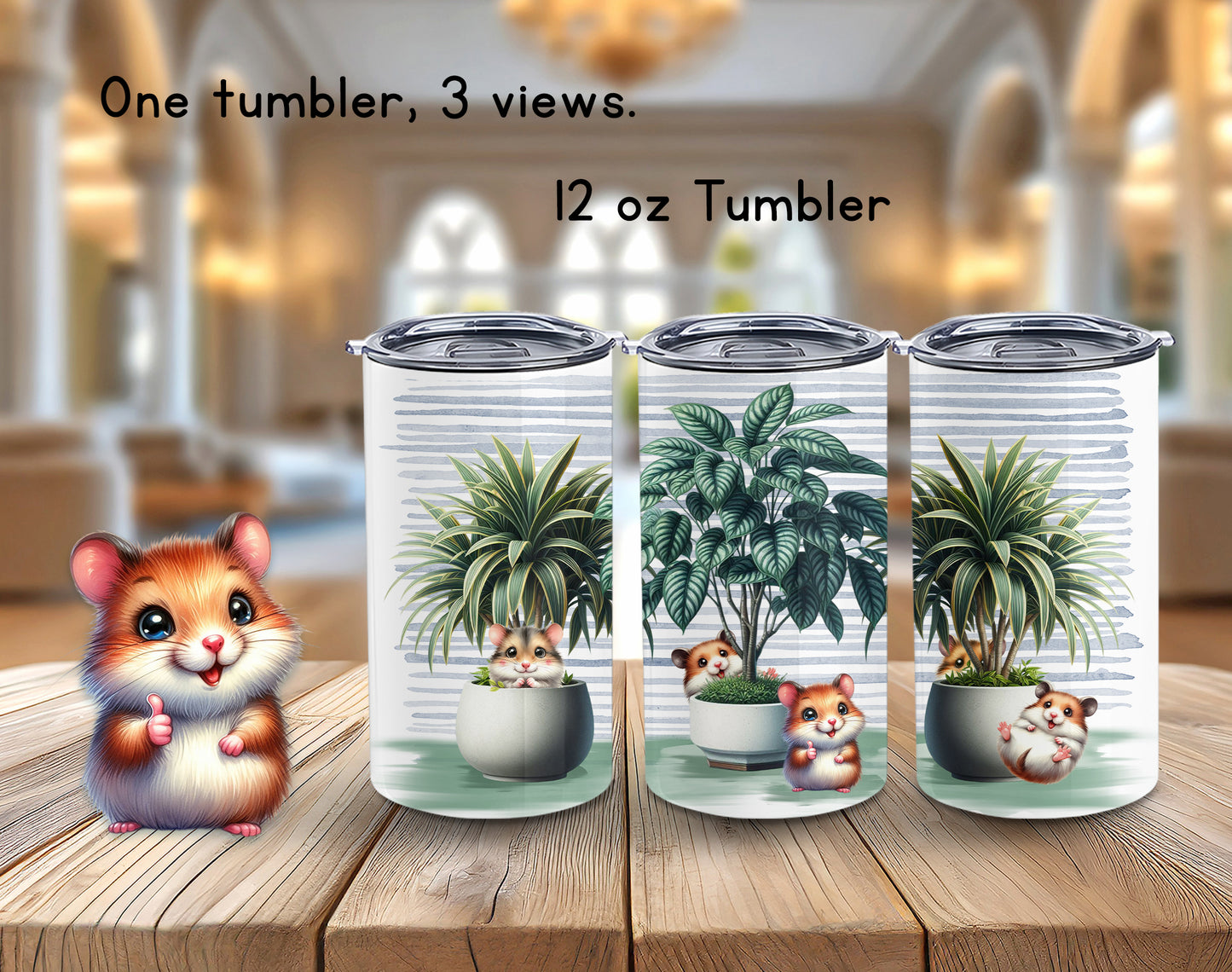 Hamsters! Tumbler - 12 0z Kid Sized Stainless Steel Hot/Cold Drinkware. The Perfect Size for a Cup of Coffee