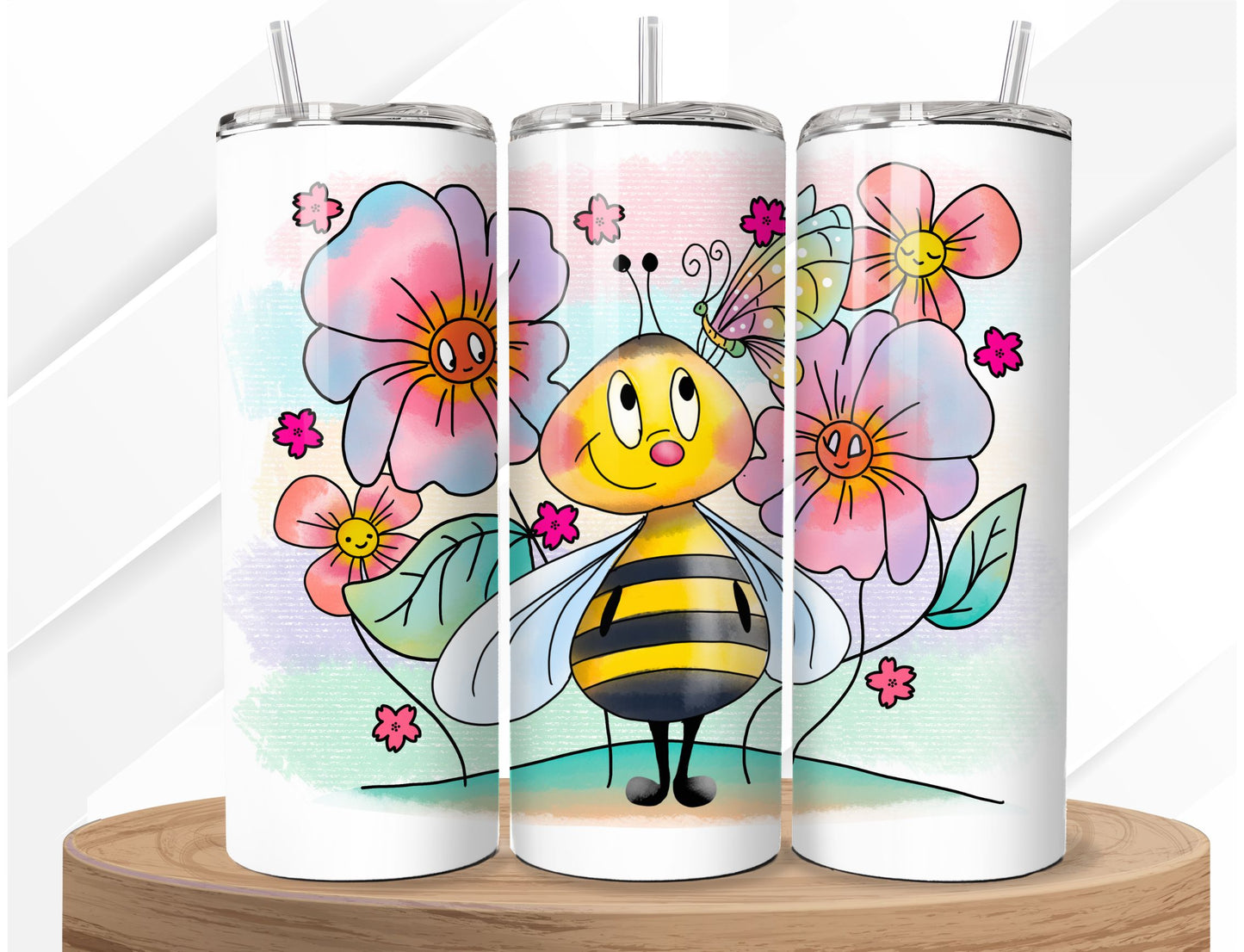 Honey Bee -Tumbler - Insulated 20oz Stainless Steel with Lid and Straw