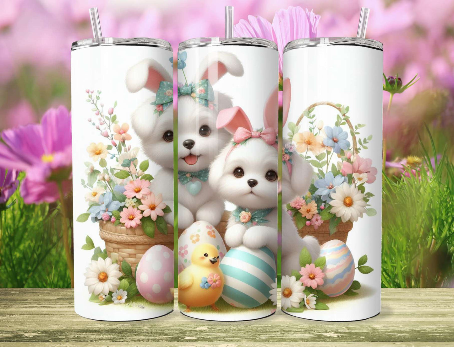 Easter Tumbler - Puppy Dog 20oz Stainless Steel Vacuum Sealed Tumbler Cup
