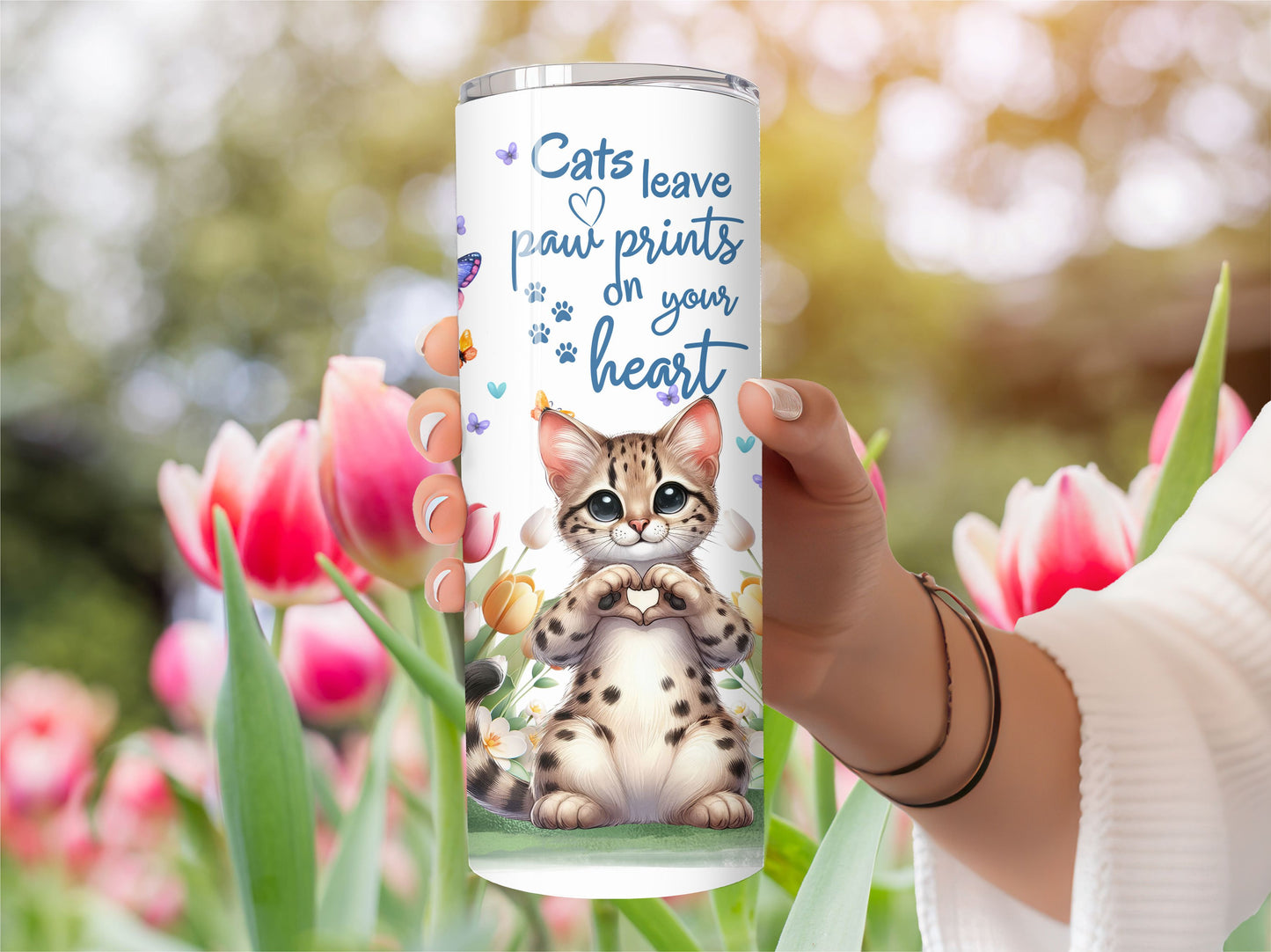 Cat Tumbler - Stainless Steel Vacuum Sealed Fluffy Kitten Tumbler with Lid and Straw -4