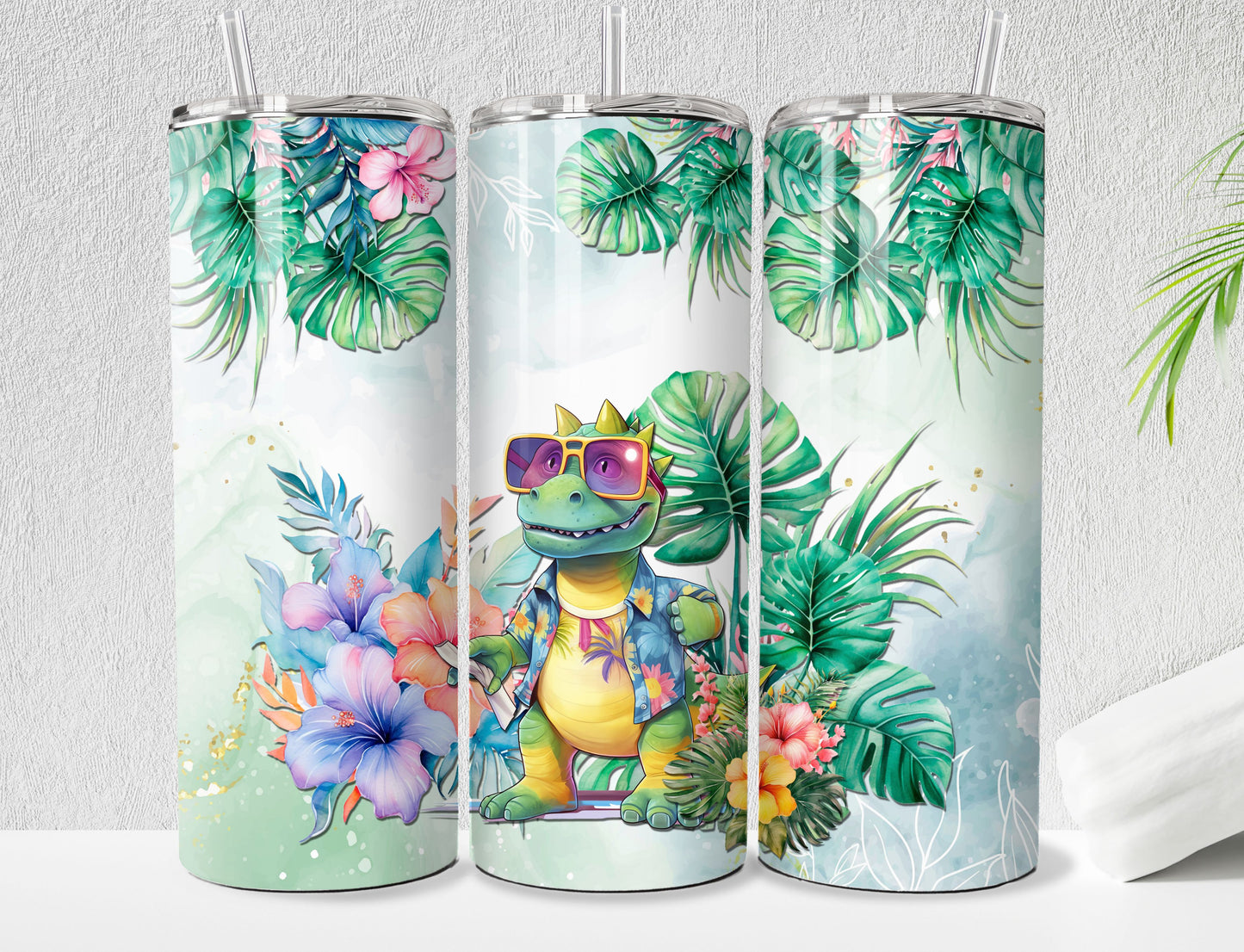 Dinosaur Beach, Tropical Paradise Tumbler