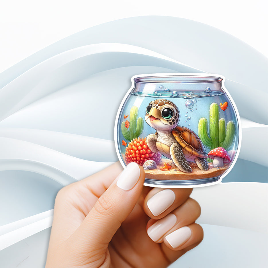 Turtle in a fishbowl Sticker - Waterproof