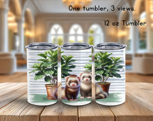 Ferret Tumbler - 12 0z Kid Sized Stainless Steel Hot/Cold Drinkware. The Perfect Size for a Cup of Coffee