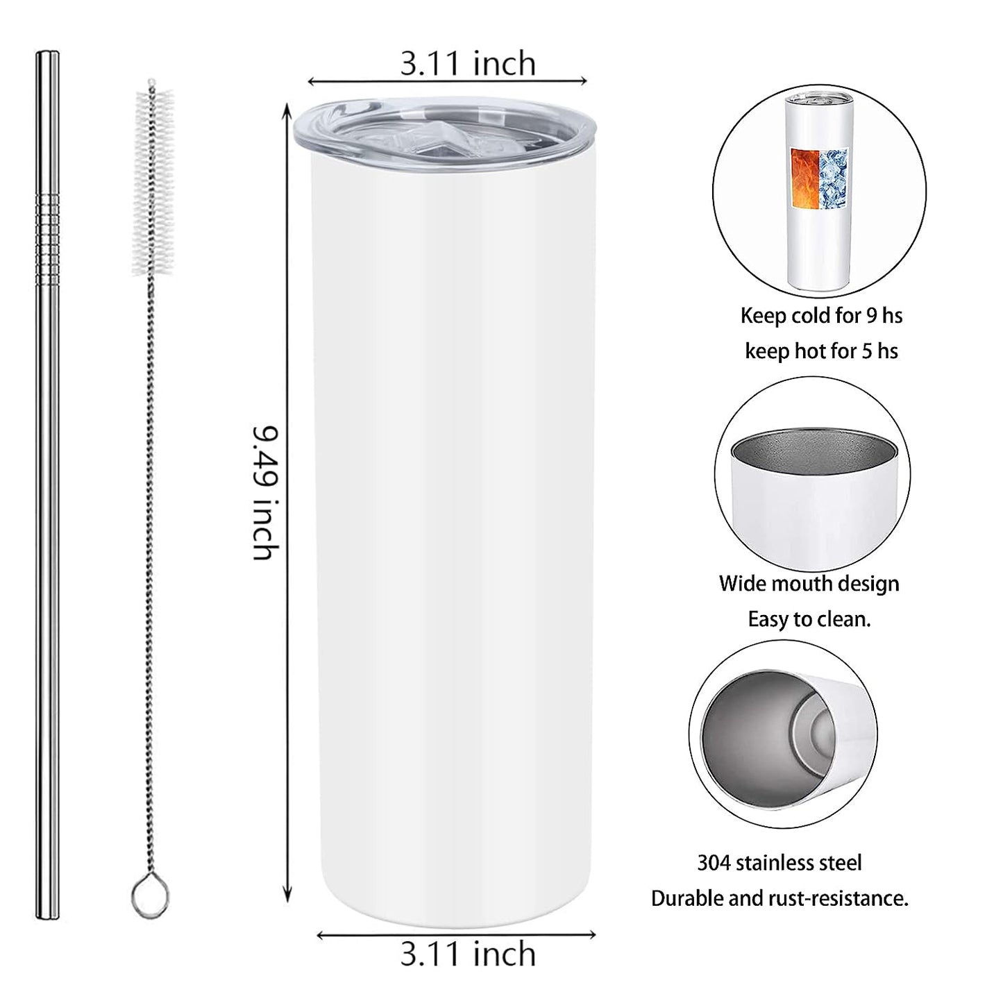 Tumbler Lighthouses - Stainless Steel Vacuum Sealed Tumbler with Lid and Straw