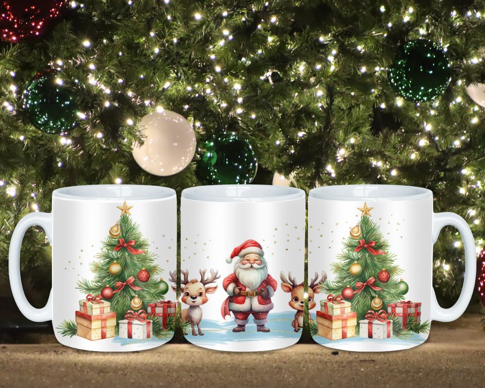 Santa and His Reindeer Ceramic Mug