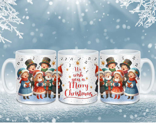 Christmas Mug - 15oz Ceramic Coffee Cup - "We wish you a Merry Christmas!