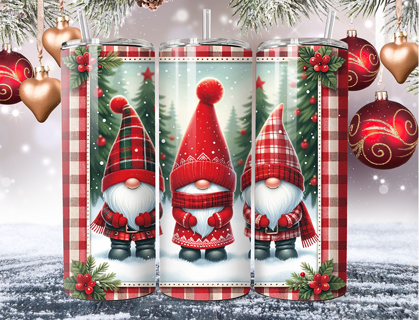 Christmas Gnomes Drink Tumbler Winter Wonderland Fun