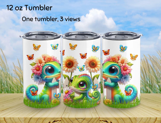 Tumbler - Chameleon 12 0z Kid Sized Stainless Steel Hot/Cold Travel Cup. Also the Perfect Size for a Cup of Coffee