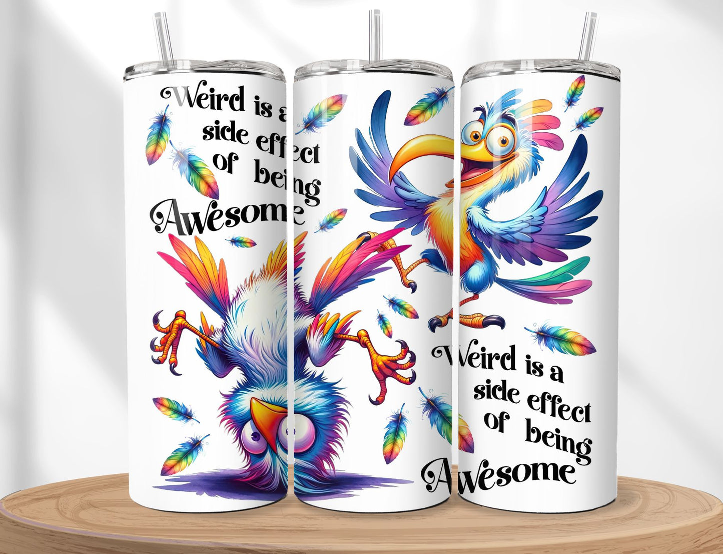 Funny Tumbler with Silly Birds - Insulated 30oz Stainless Steel Vacuum Sealed  with Lid and Straw