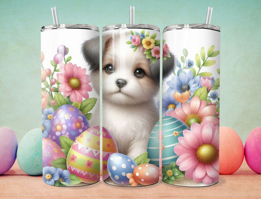 Easter Puppy Tumbler - Egg Hunt - 20oz Stainless Steel Vacuum Sealed Tumbler Cup