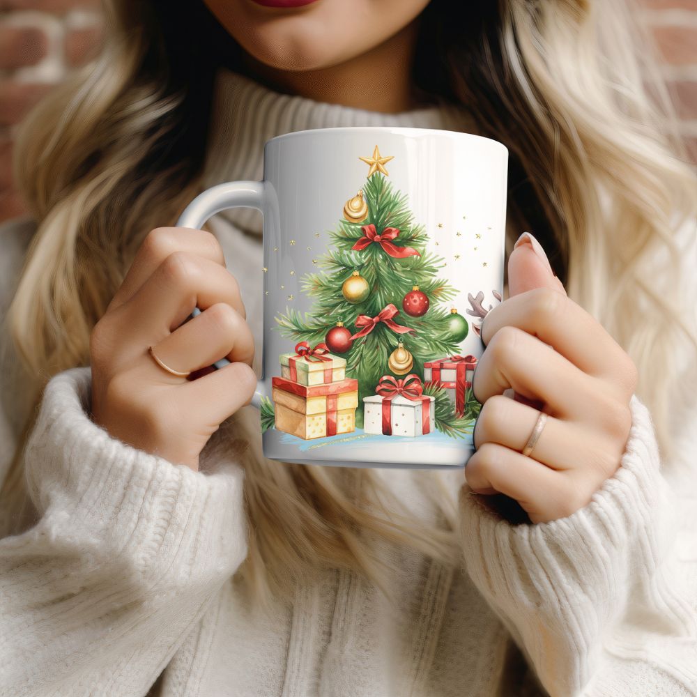 Santa and His Reindeer Ceramic Mug