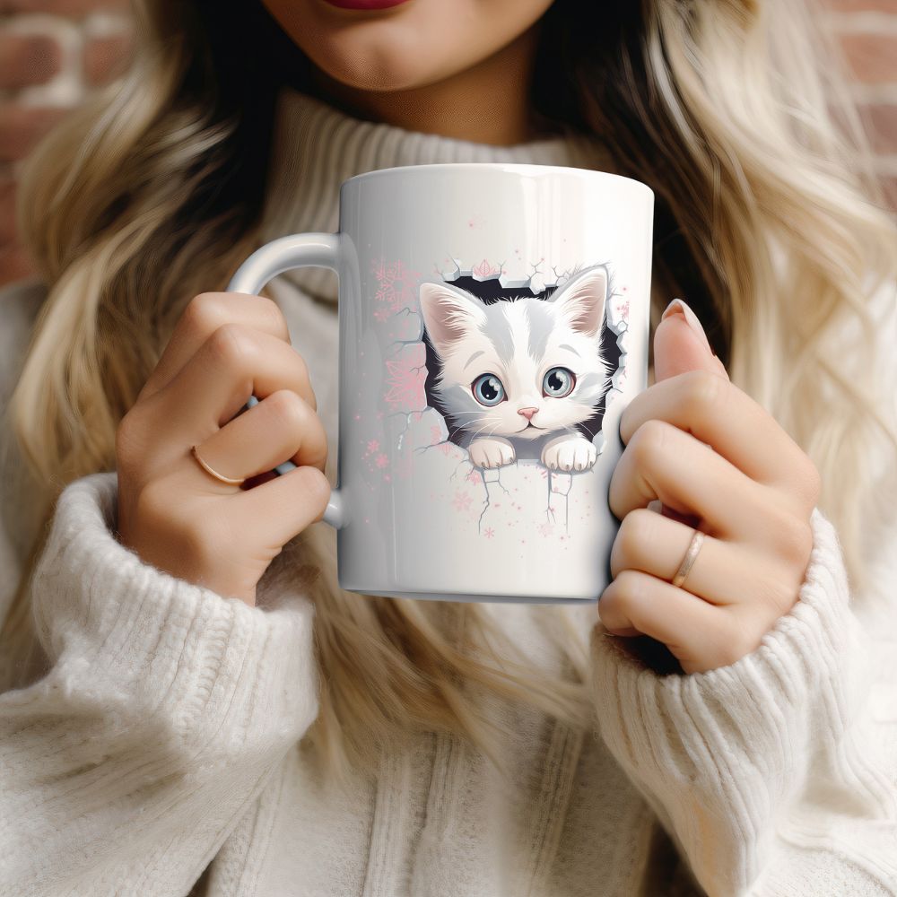 Kitten in a Coffee Cup Ceramic Tea Mug