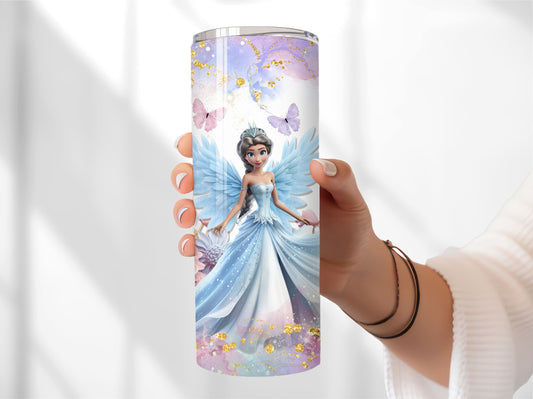 Fairy Princess Tumbler - Blue insulated Tumbler Cup with Straw and Lid