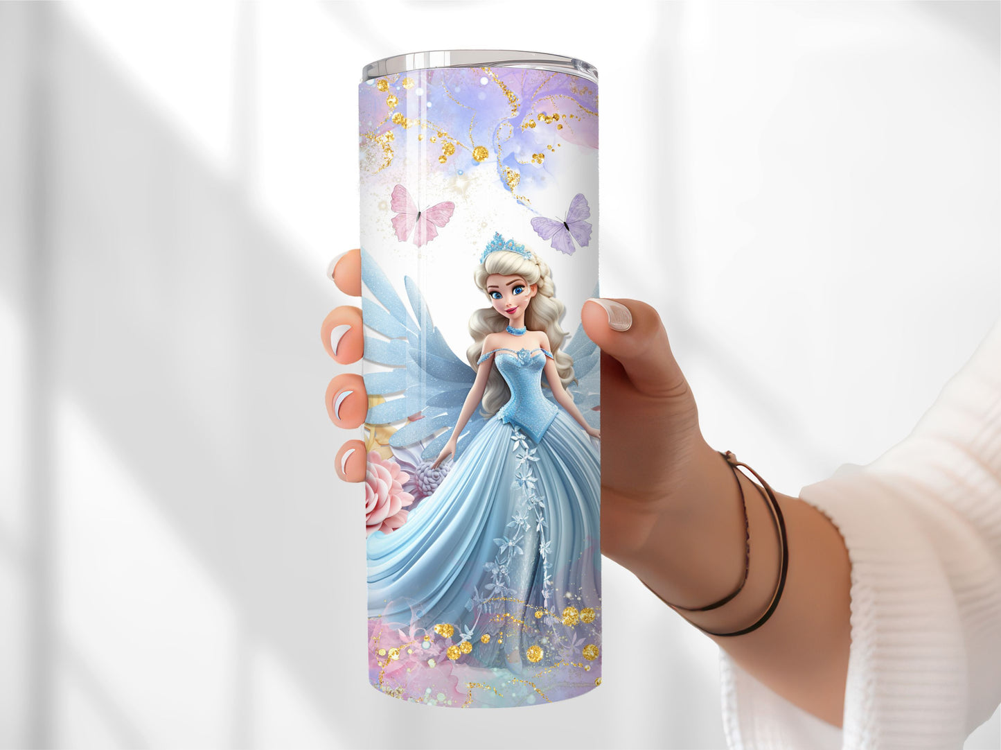 Princess Tumbler - Blue insulated Tumbler Cup with Straw and Lid