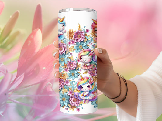 Tumbler with Dancing Unicorns - 20oz Stainless Steel Vacuum Sealed Tumbler Cup