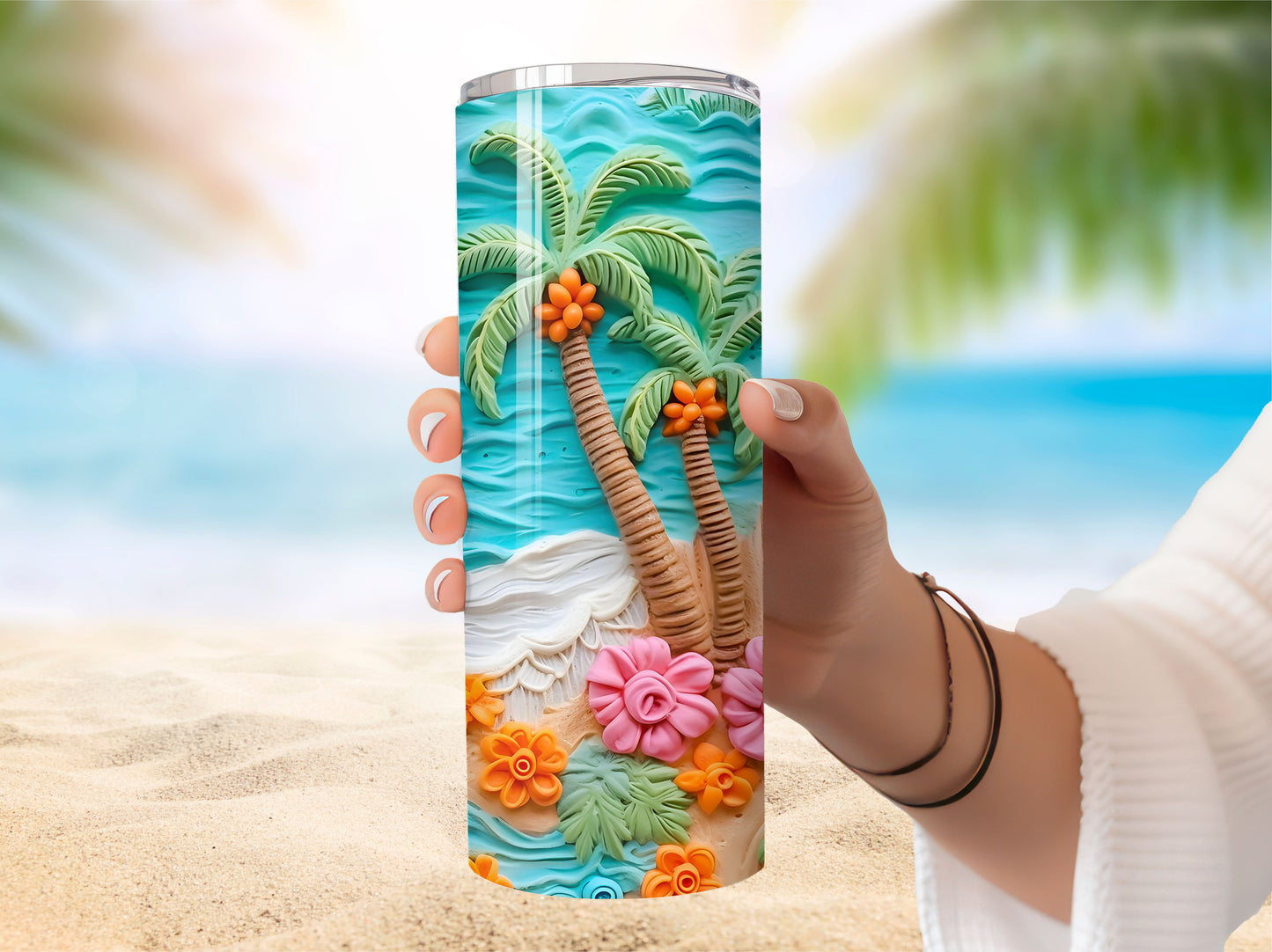 Palm Trees Beach 3d Tumbler