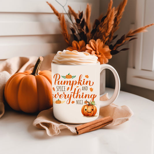 Pumpkin Spice Ceramic Cup - Fall Gnomes and Pumpkins Mug