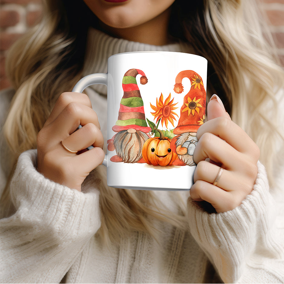 Pumpkin Spice Ceramic Cup - Fall Gnomes and Pumpkins Mug