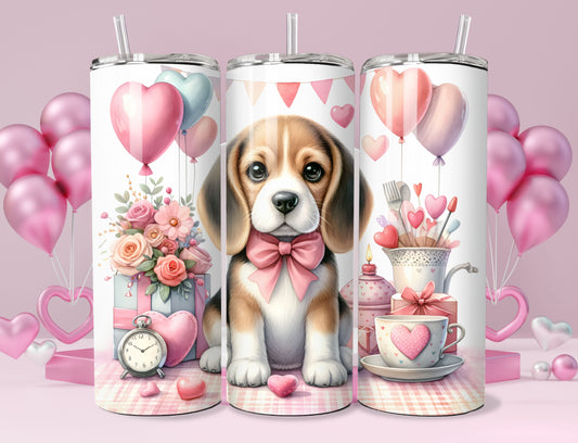 Beagle Dog Tumbler Valentine Gift - 20 oz Insulated Tumbler with Lid and Straw