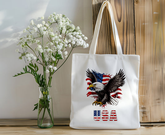 USA American Eagle Canvas Tote Reusable Bag - Personalize It!