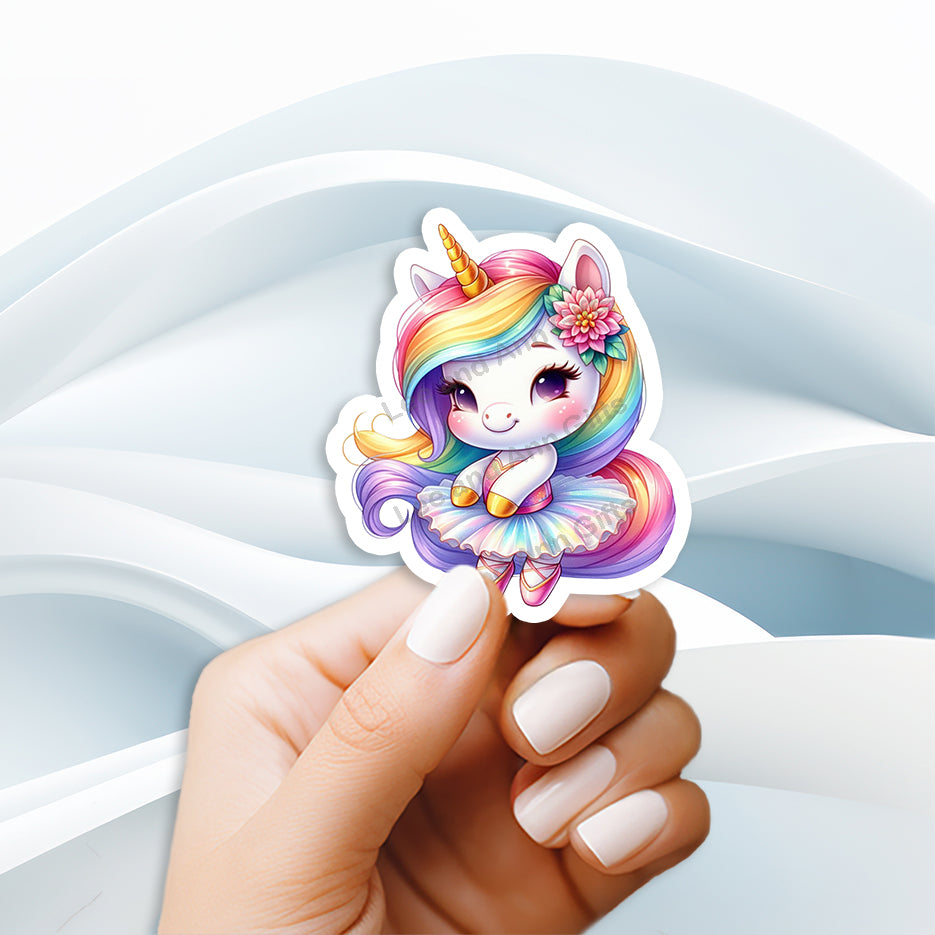 Sweet Unicorn Ballerina Waterproof Sticker