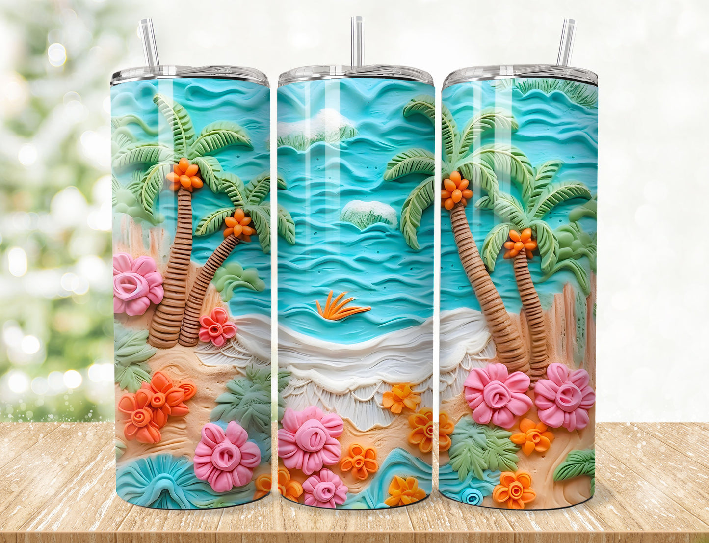 Palm Trees Beach 3d Tumbler