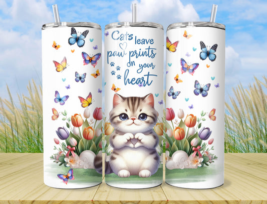 Kitty Cat tumbler -  Stainless Steel Vacuum Sealed  Fluffy Kitten Tumbler with Lid and Straw -7
