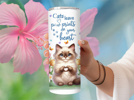 Kitty Cat tumbler - Stainless Steel Vacuum Sealed  Fluffy Kitten Tumbler with Lid and Straw -6