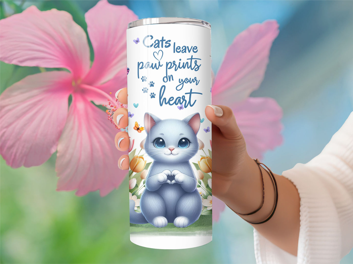 Kitty Cat Drink Tumbler - Stainless Steel Vacuum Sealed  Fluffy Kitten Tumbler with Lid and Straw -3