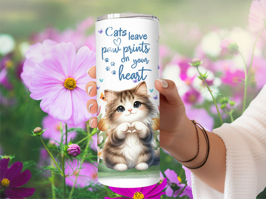 Cute Cat Tumbler - Stainless Steel Vacuum Sealed  Fluffy Kitten Tumbler with Lid and Straw -1