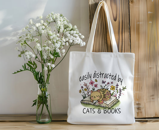 Cats And Books  Canvas Tote Bag - Personalize It!