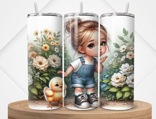 Little Girl and Baby Chicks Tumbler