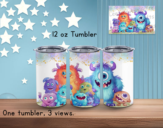 Silly Monsters Tumbler - 12 0z  Kid Sized Stainless Steel Hot/Cold Drinkware, the Perfect Size for a Cup of Coffee