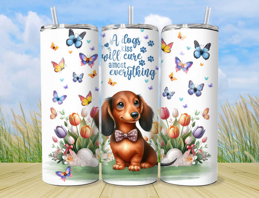 Dog Dachshund Tumbler - Insulated Stainless Steel Vacuum Sealed Travel Cup with lid