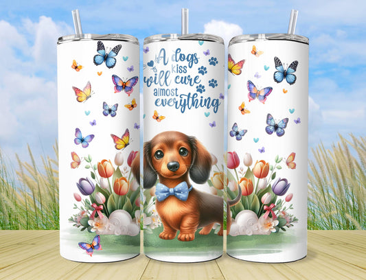 Dog Tumbler - Dachshund  Insulated Stainless Steel Vacuum Sealed Travel Cup with lid