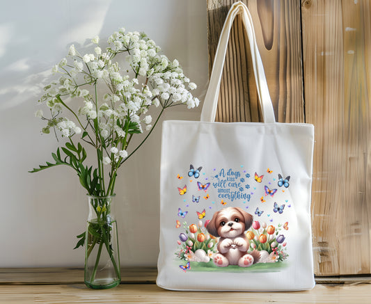 Adorable Dog Canvas Tote Bag - Shih-Tzu