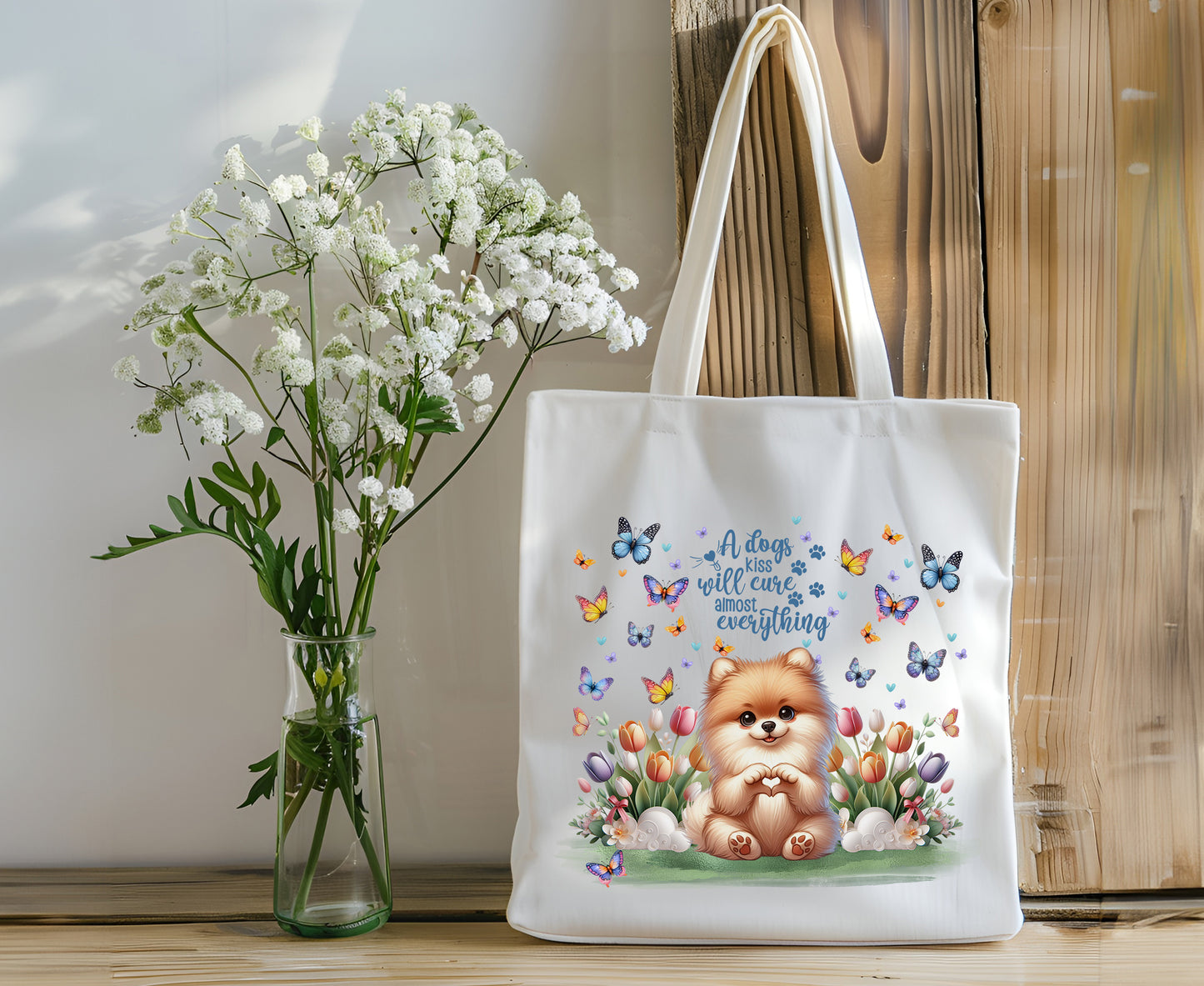 Tote Bag - Adorable Dog Canvas Bag  -  Pomeranian