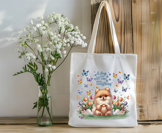 Tote Bag - Adorable Dog Canvas Bag  -  Pomeranian