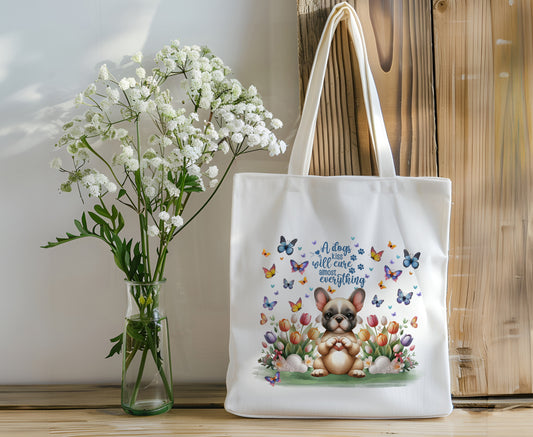 Adorable Dog Canvas Tote Bag - French Bulldog