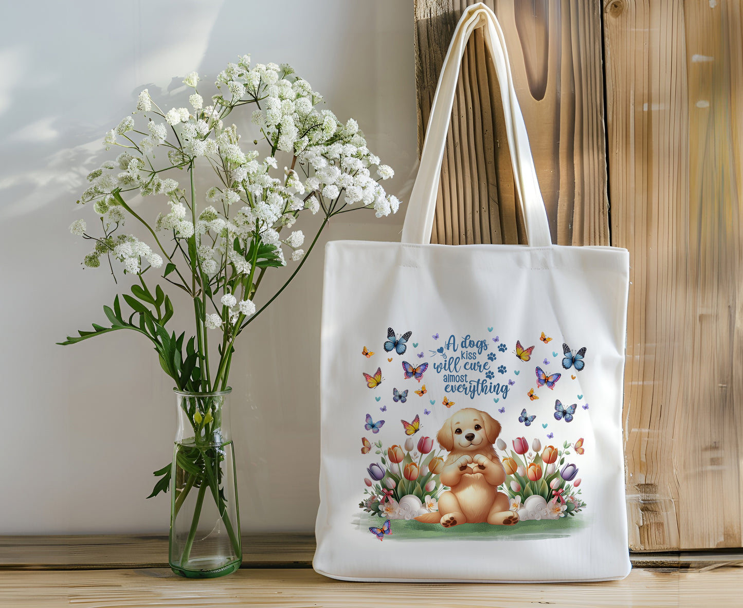 Adorable Dog Canvas Tote Bag - Golden Retriever