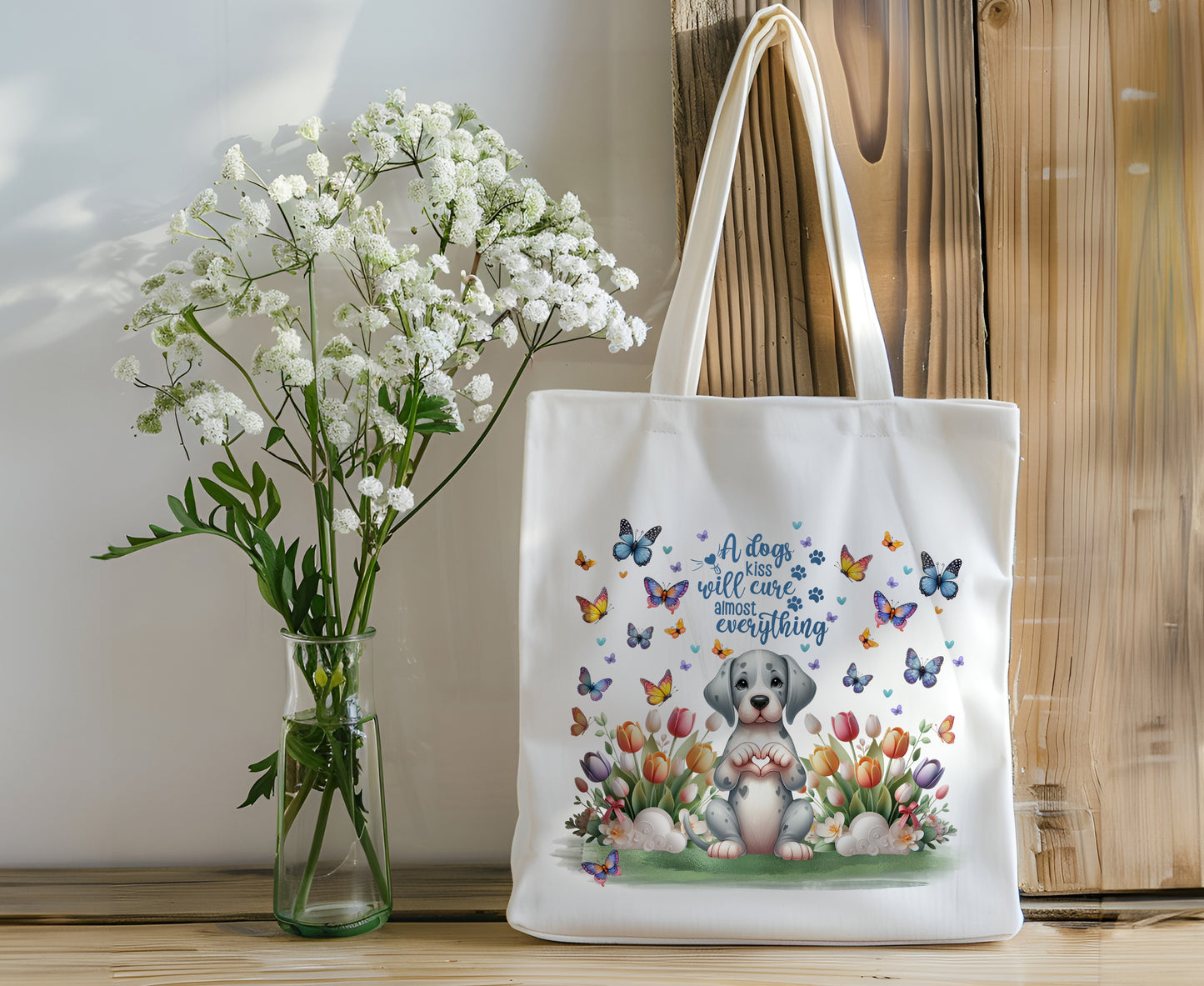 Adorable Dog Canvas Tote Bag - Great Dane