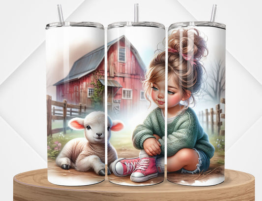 Little Girl and Baby Lamb Tumbler
